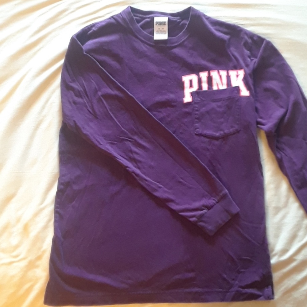 Victoria's Secret PINK Burgundy Long Sleeve Tee